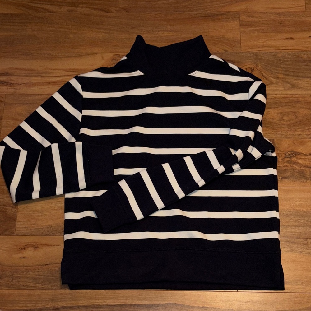 Navy and White Striped Mock Neck